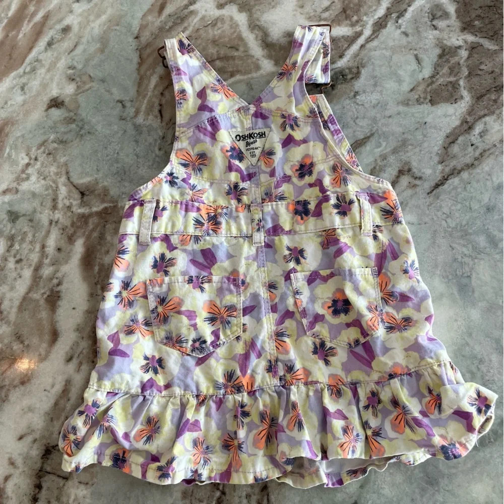 Osh Kosh Girls Overall Dress Floral Summer Pastel 24 Months Denim Skirt Osh'Kosh